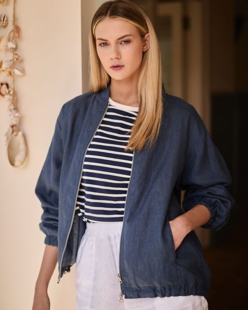 Carolyn Donnelly The Edit Linen Bomber Jacket