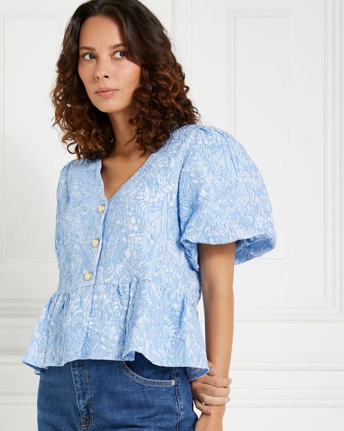 Gallery Balloon Sleeve Jacquard Jacket