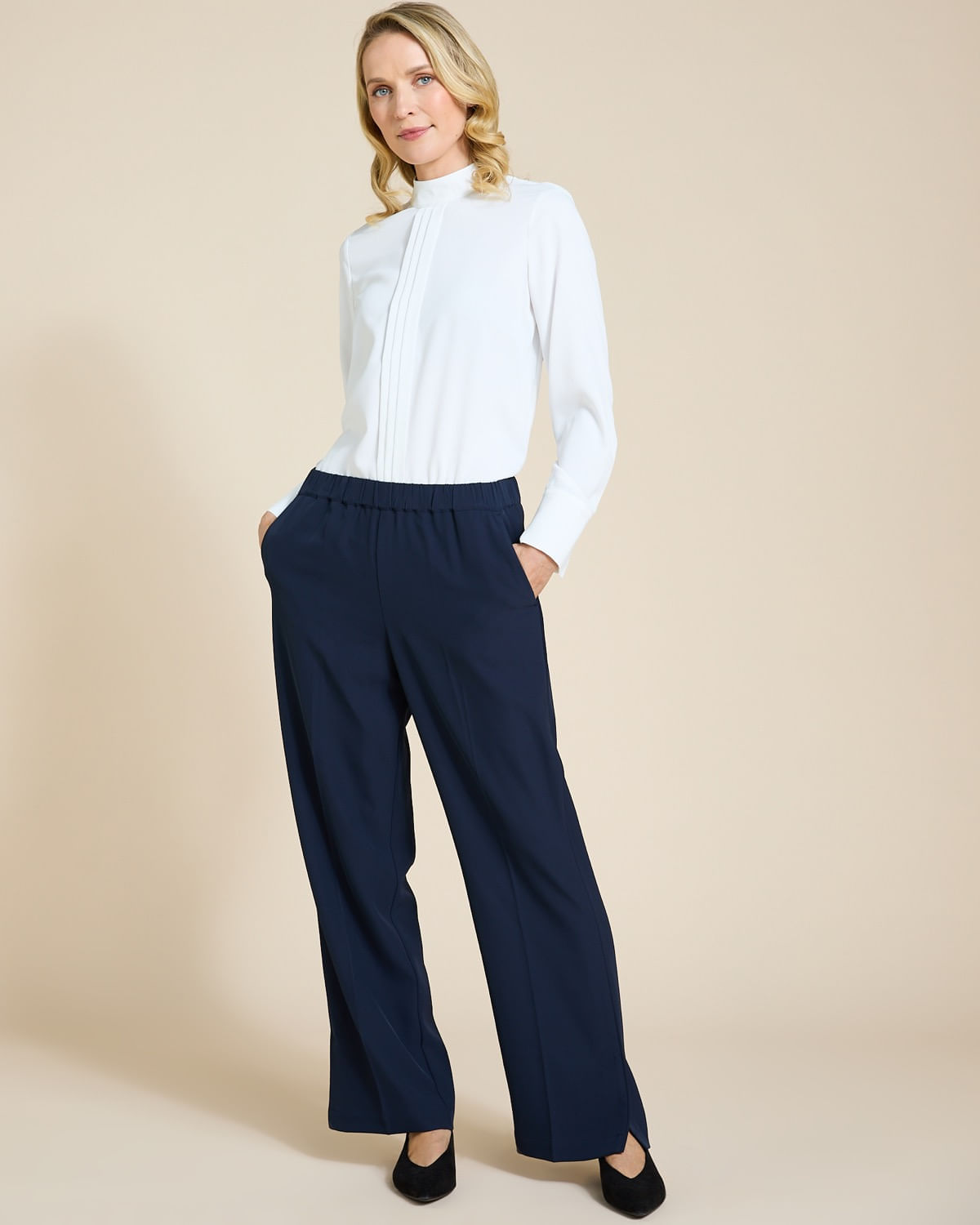 Paul Costelloe Living Studio Navy Fluid Trousers Dunnes Stores