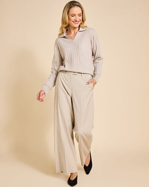 Paul Costelloe Living Studio Stone Wide Leg Trousers