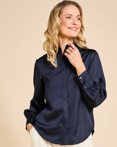 Paul Costelloe Living Studio Navy Textured Blouse