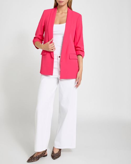 Rouched Sleeve Crepe Blazer