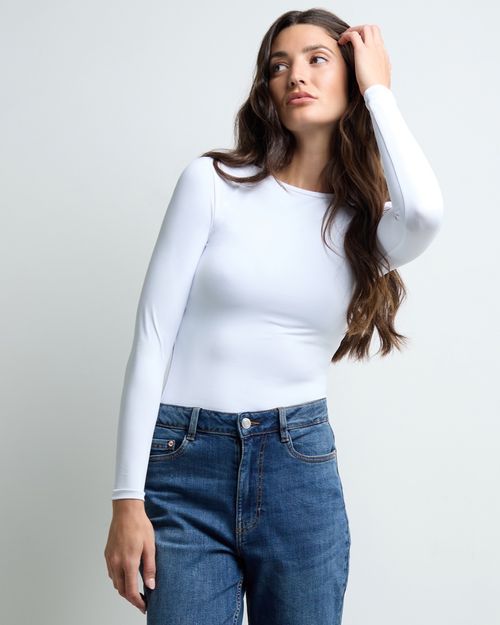 Long Sleeve Crew Neck Polyamide Fitted Top