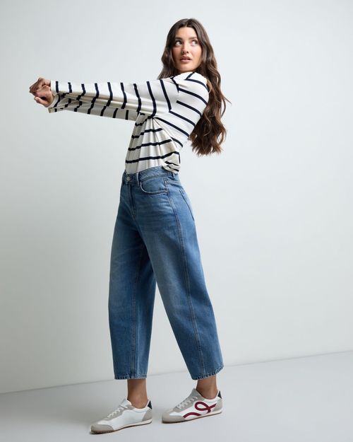 High Rise Barrel Leg Jeans