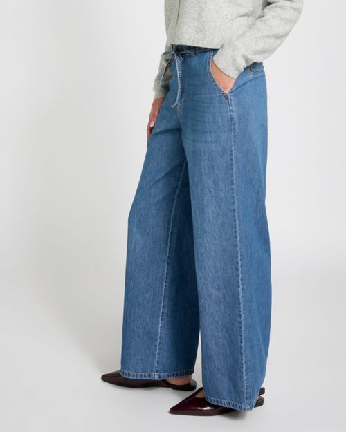Tie Front Soft Wide Leg Jeans