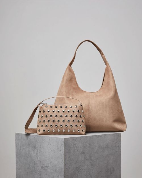 Faux Suede Stud Bag