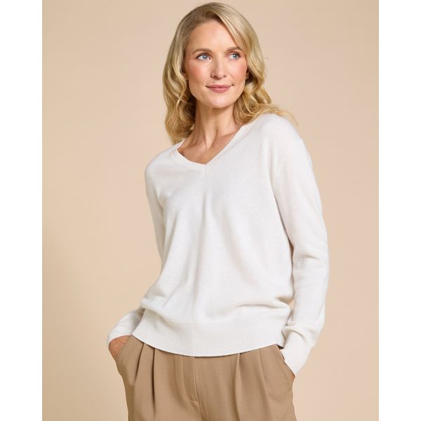 Paul Costelloe Living Studio Cream Cashmere V-Neck