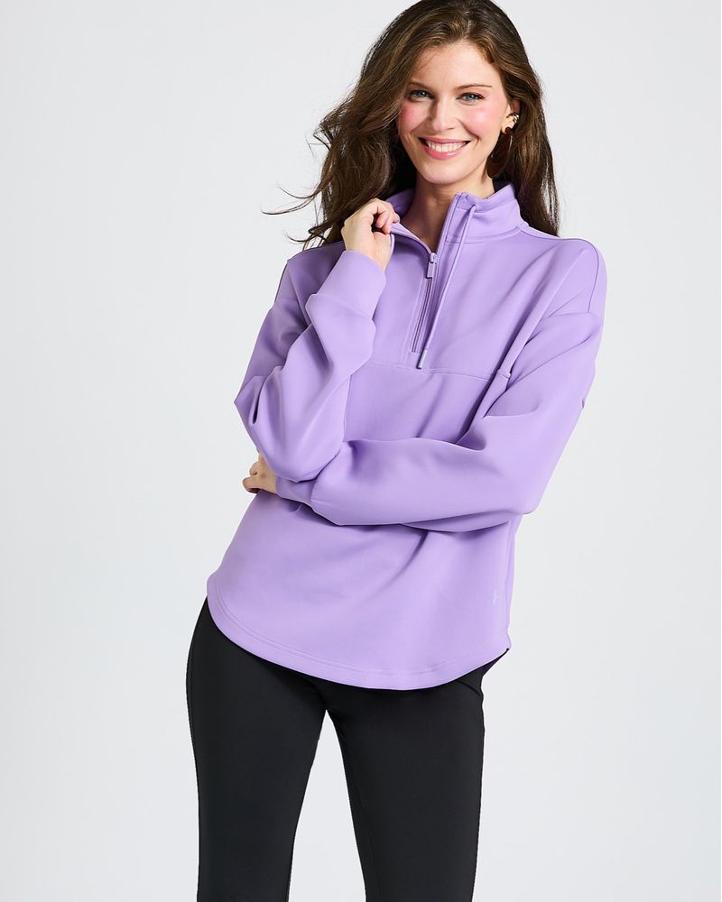 zip sweater purple half zip sweatshirt