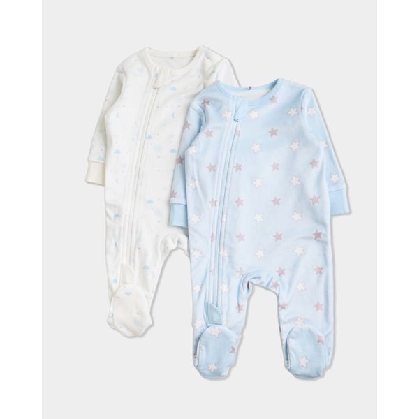 Boys Two-Way-Zip Soft Sleepsuits - Pack Of 2 (Newborn-23 Months)