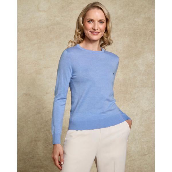 Paul Costelloe Living Studio Blue Fine Gauge Merino Crew Jumper