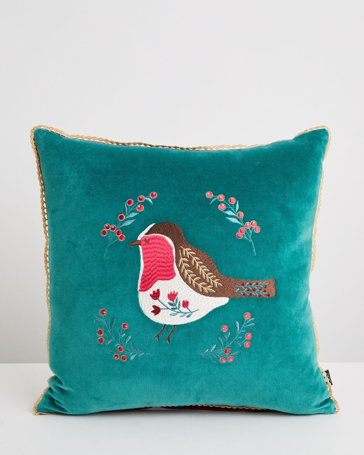 Carolyn Donnelly Eclectic Embroidered Robin Cushion Dunnes Stores