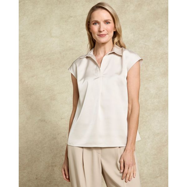 Paul Costelloe Living Studio Stone Short Sleeve Collar Top