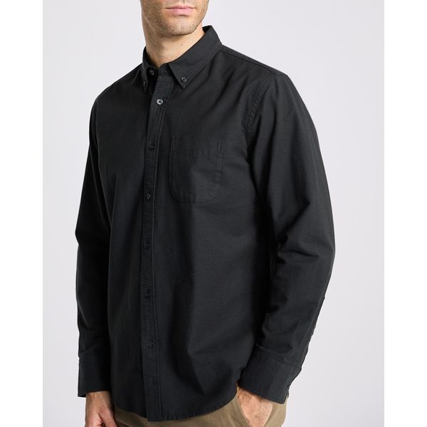 Long Sleeve Charcoal Oxford Shirt
