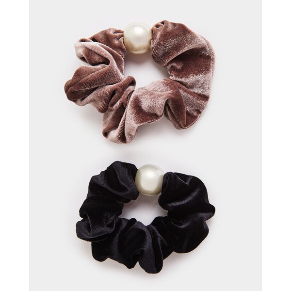Velour Pearl Scrunchie - Pack Of 2