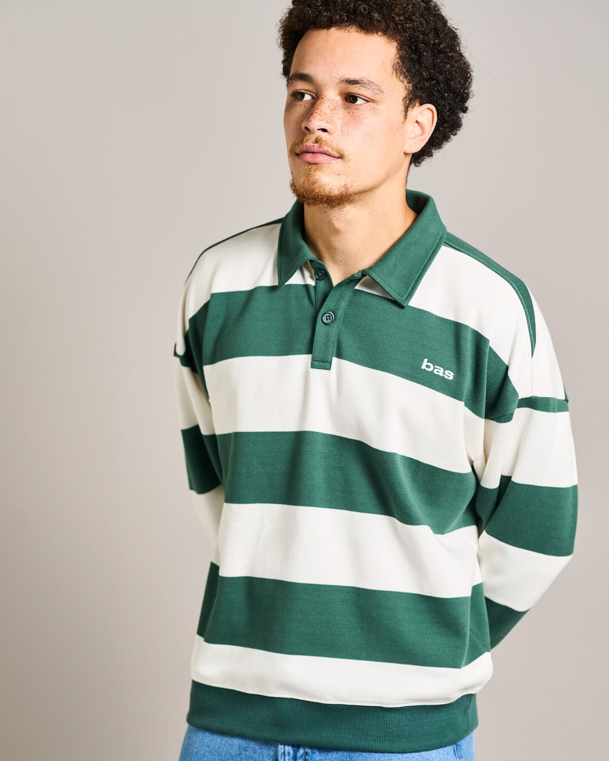 C.E(CAV EMPT)STRIPE RIB LONG SLEEVE POLO Paul Galvin Long Sleeve
