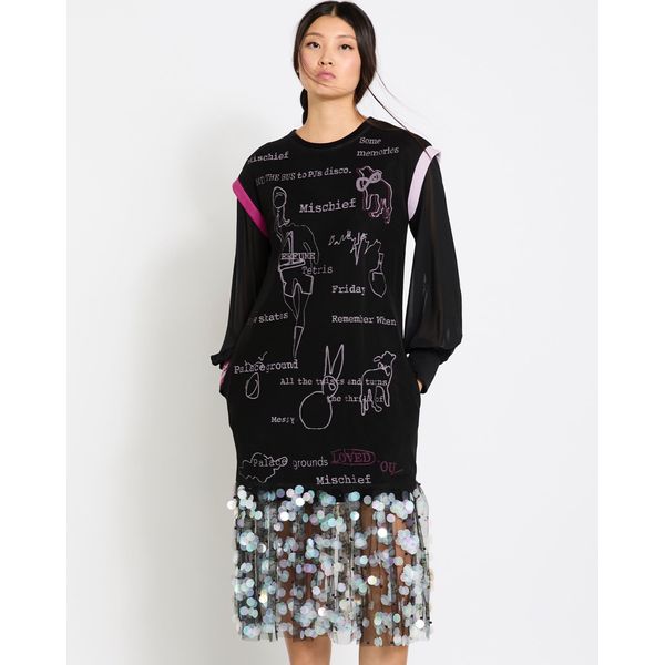 Joanne Hynes Remember When Embroidered Mesh Sequin Dress