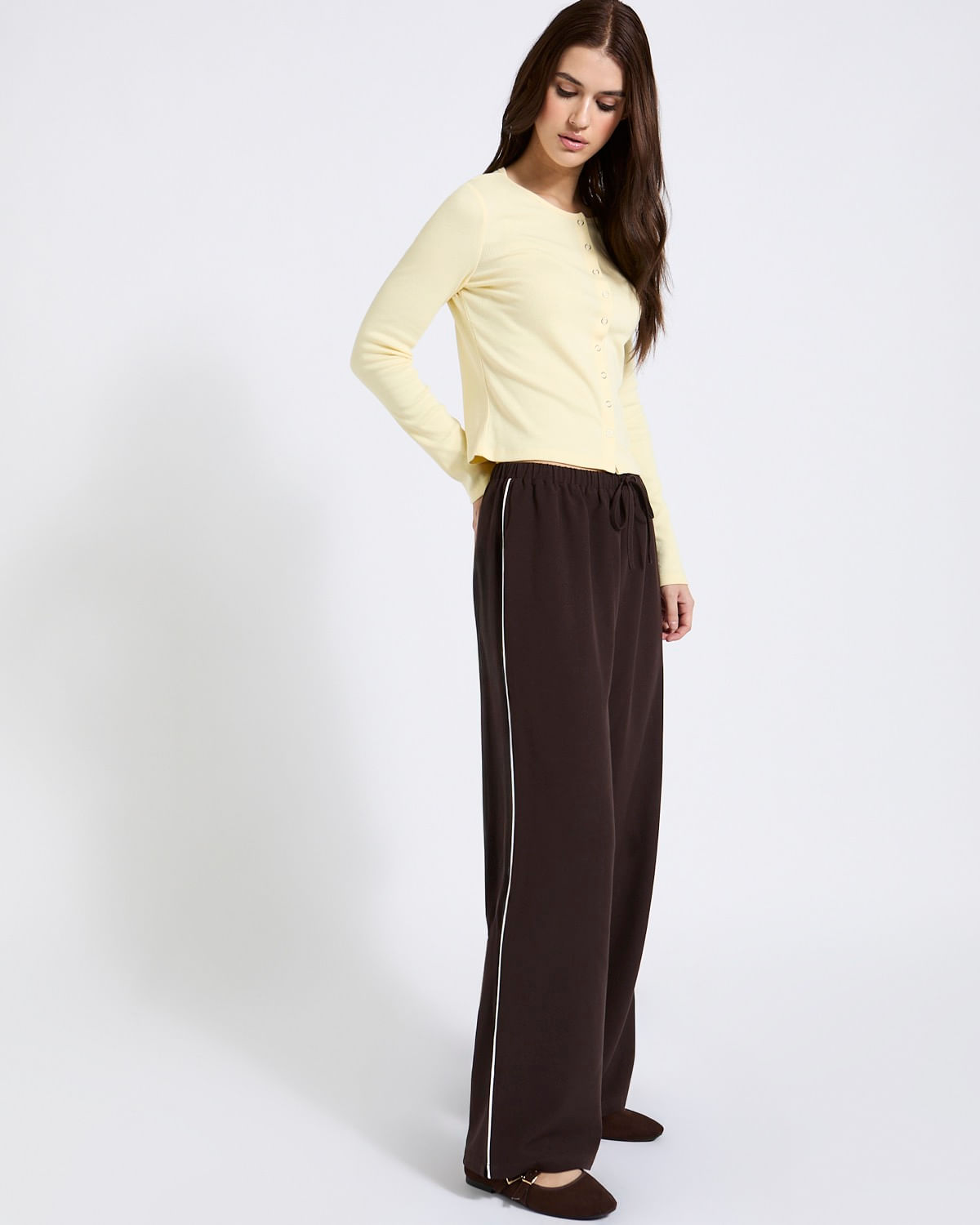 Pantalon Femme à Jambes Larges Marron Avec Ceinture - Dunnes Stores Taille UK 10