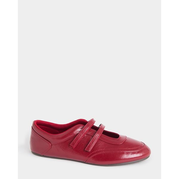 Faux Leather Velcro Ballet Pumps