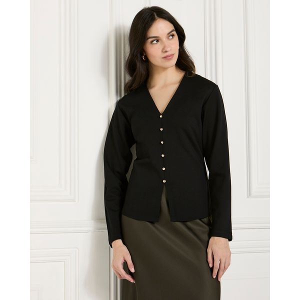 Gallery Ada Button Front Long Sleeve Top