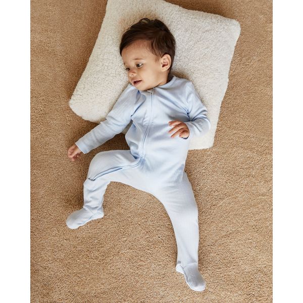 Cotton Blue Two-Way-Zip Sleepsuit - Pack Of 3 (Newborn-12 Months)