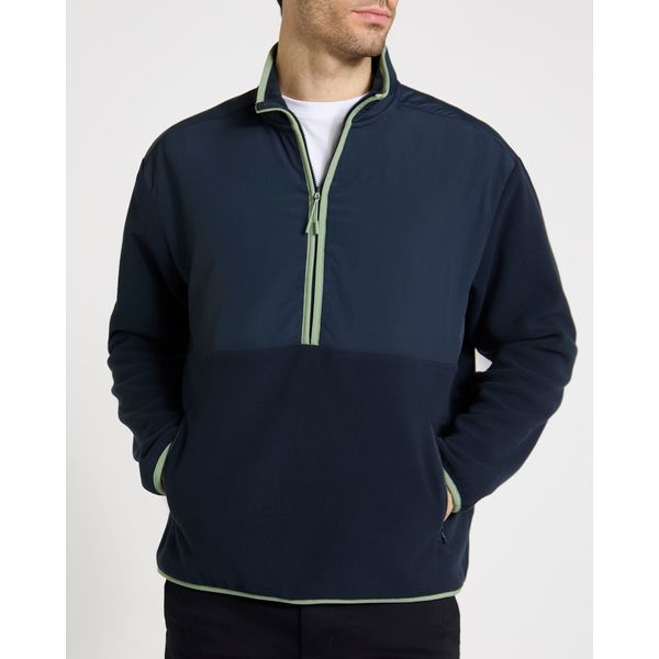 Contrast Woven Panel Fleece