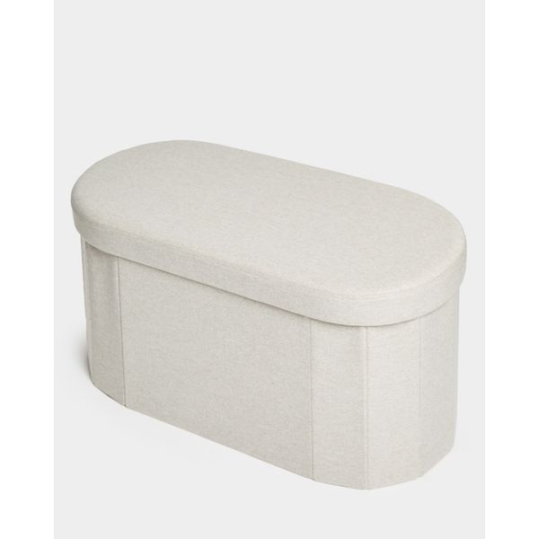 Oval Linen Look Ottoman