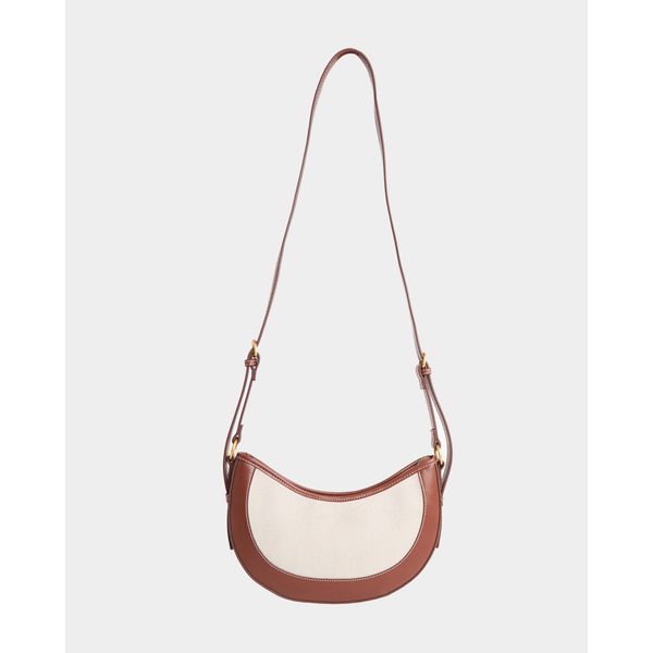 Canvas PU Round Crossbody Bag