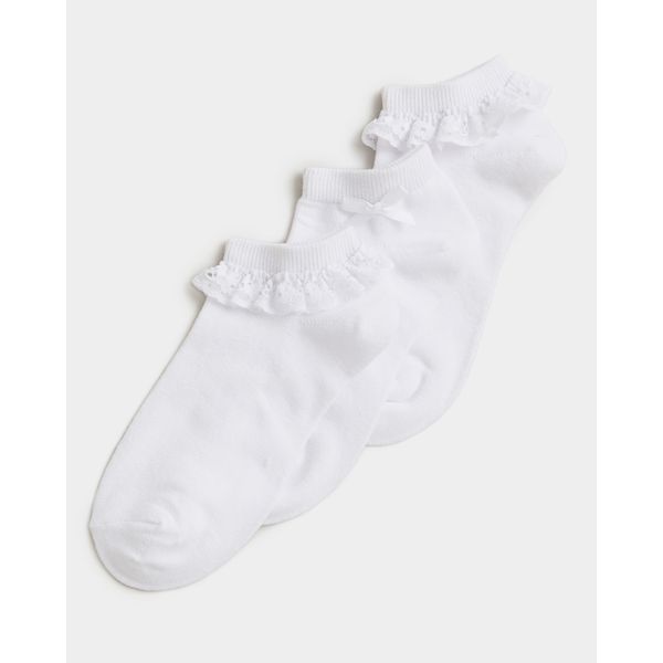 Lace Trim Trainer Socks - Pack Of 3