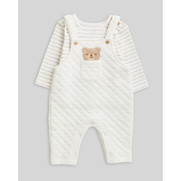 Quilted Bear Dungaree - Two Piece Set (Newborn-12 Months)