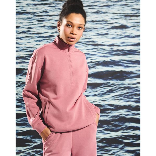 Helen Steele Soft Touch Pink Modal Half Zip With Poppers