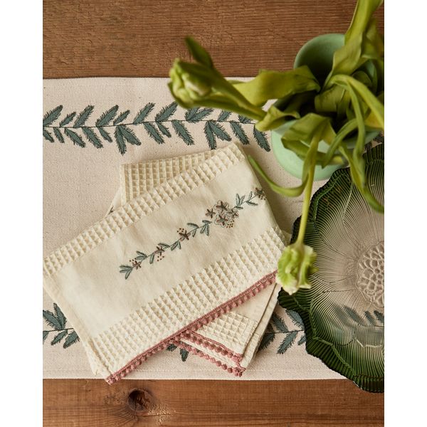 Carolyn Donnelly Eclectic Waffle Embroidered Tea Towel