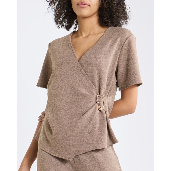 Pique Co-Ord Wrap Front Top