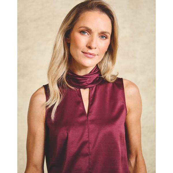 Paul Costelloe Living Studio Burgundy High Neck Sleeveless Top