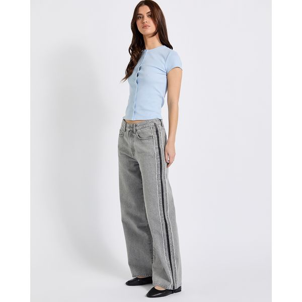 Savida Contrast Raw Edge Side Jeans