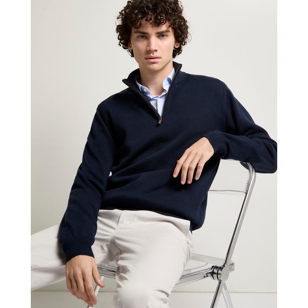 Cotton Quarter Zip Jumper
