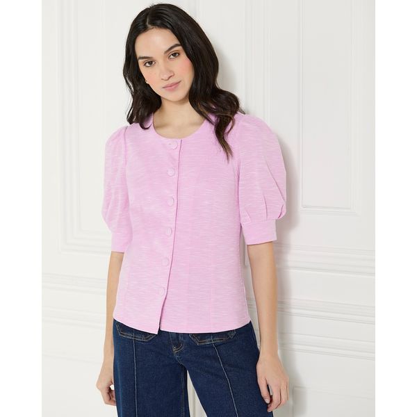 Gallery Lena Button Puff Sleeve Top