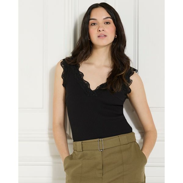 Gallery Lena Lace Trim Rib Vest