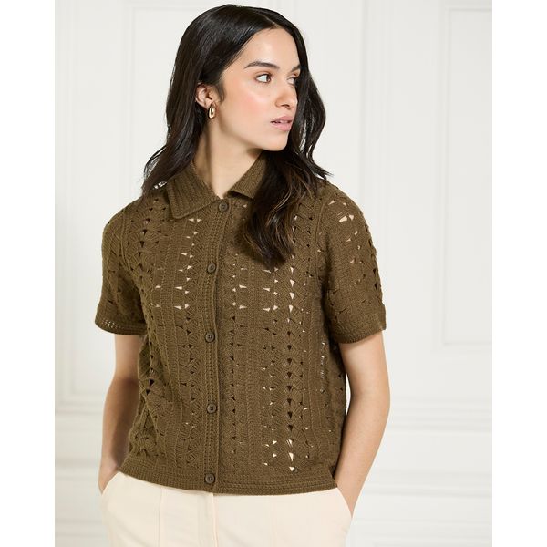 Gallery Lena Collar Crochet Shirt