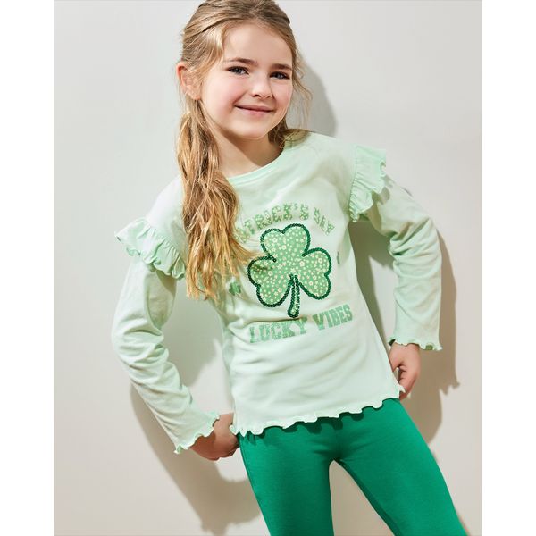 Frill Shamrock Long Sleeve Top (2-14 Years)