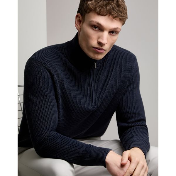 Half Zip Ribbed Knit