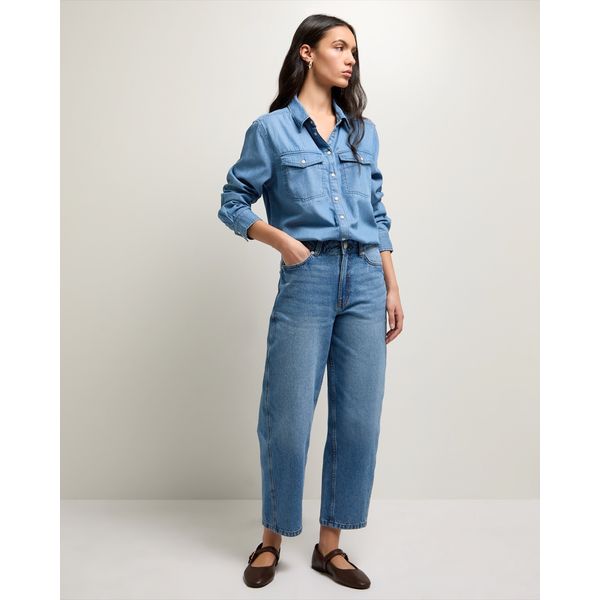 High Rise Barrel Leg Jeans