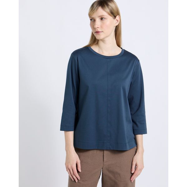 Carolyn Donnelly The Edit Navy Mercerised Cotton Top