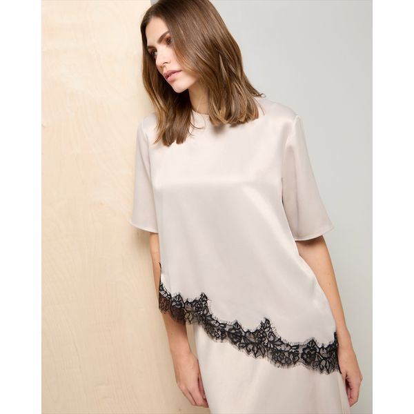 Gallery Lena Satin Lace Hem Top