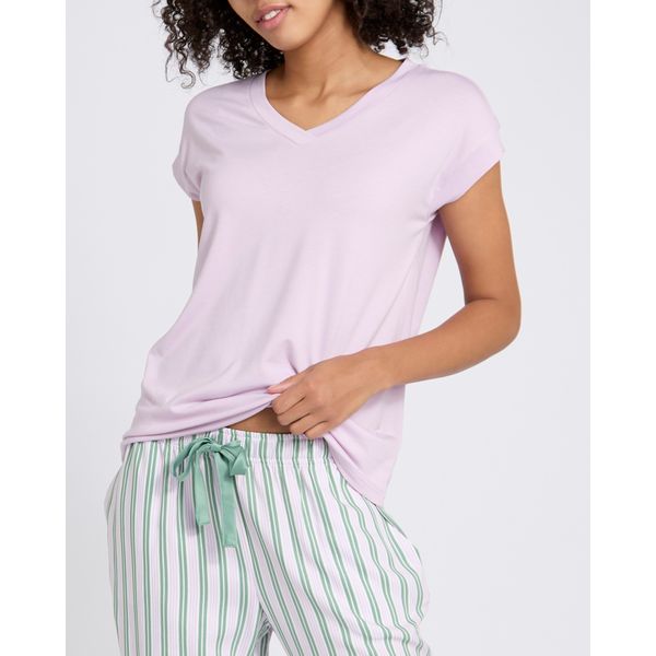 V-Neck Pyjama T-Shirt - Lilac