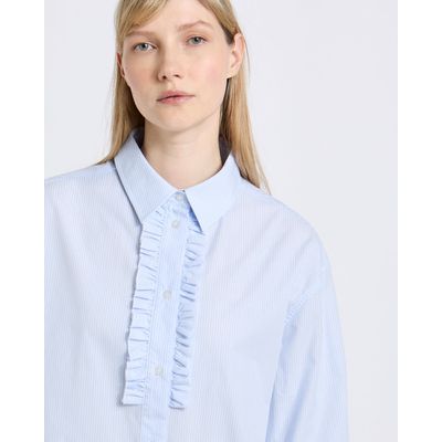 Carolyn Donnelly The Edit Cotton Stripe Ruffle Shirt