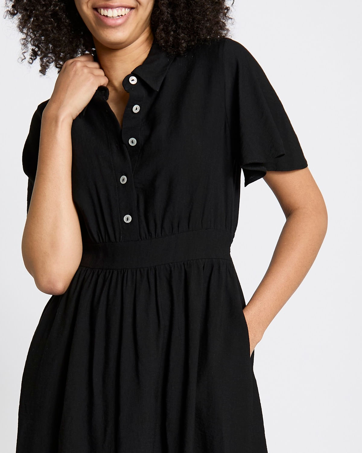 midi shift dress black Leonia Short Sleeve Pocket T-Shirt Dress main image 1