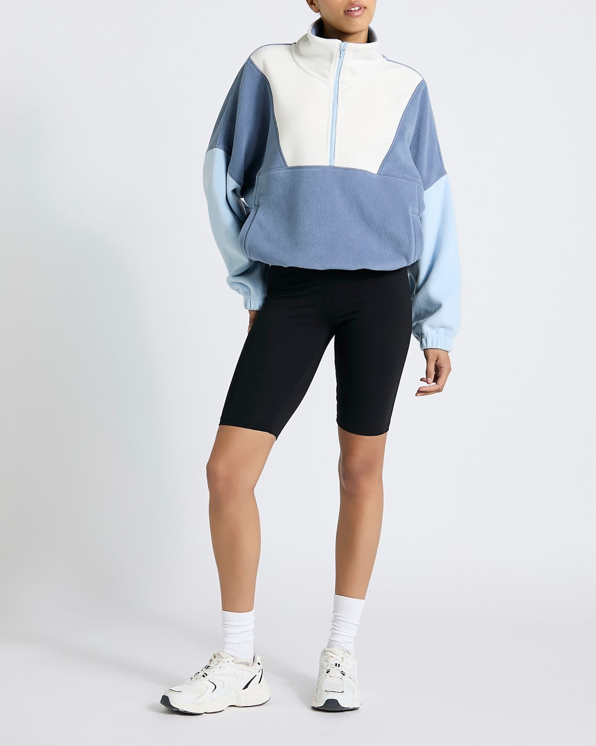 Olympia Half Zip Cropped Light Blue Microfleece - Dunnes Stores