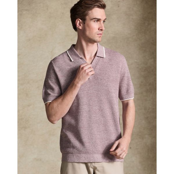 Paul Costelloe Living Men Pink Twisted Short Sleeve Polo