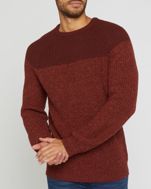 Ribbed Knit Crew Neck Jumper